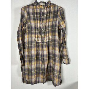 CP Shades Plaid Long Sleeve Pintuck Button Tunic Shirt Medium Gray 540-227 NWOT